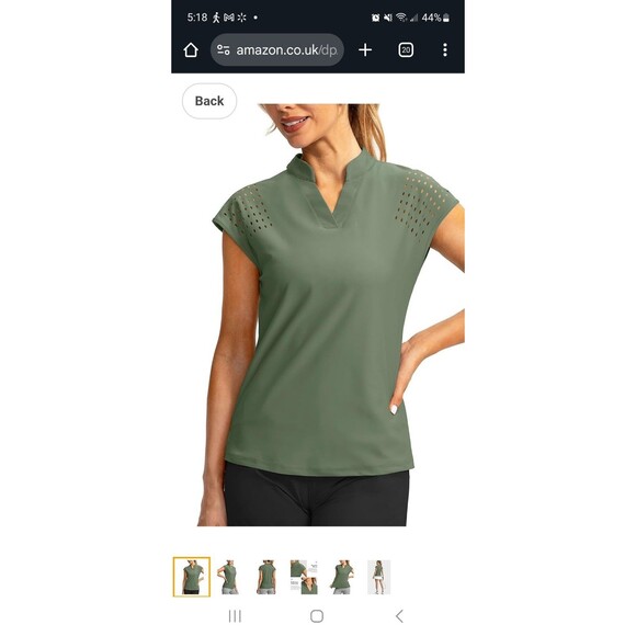 Soothfeel Women XXL Golf Cap Sleeve V-neck Shirt Die Cut Shoulders Army Green - Picture 1 of 8